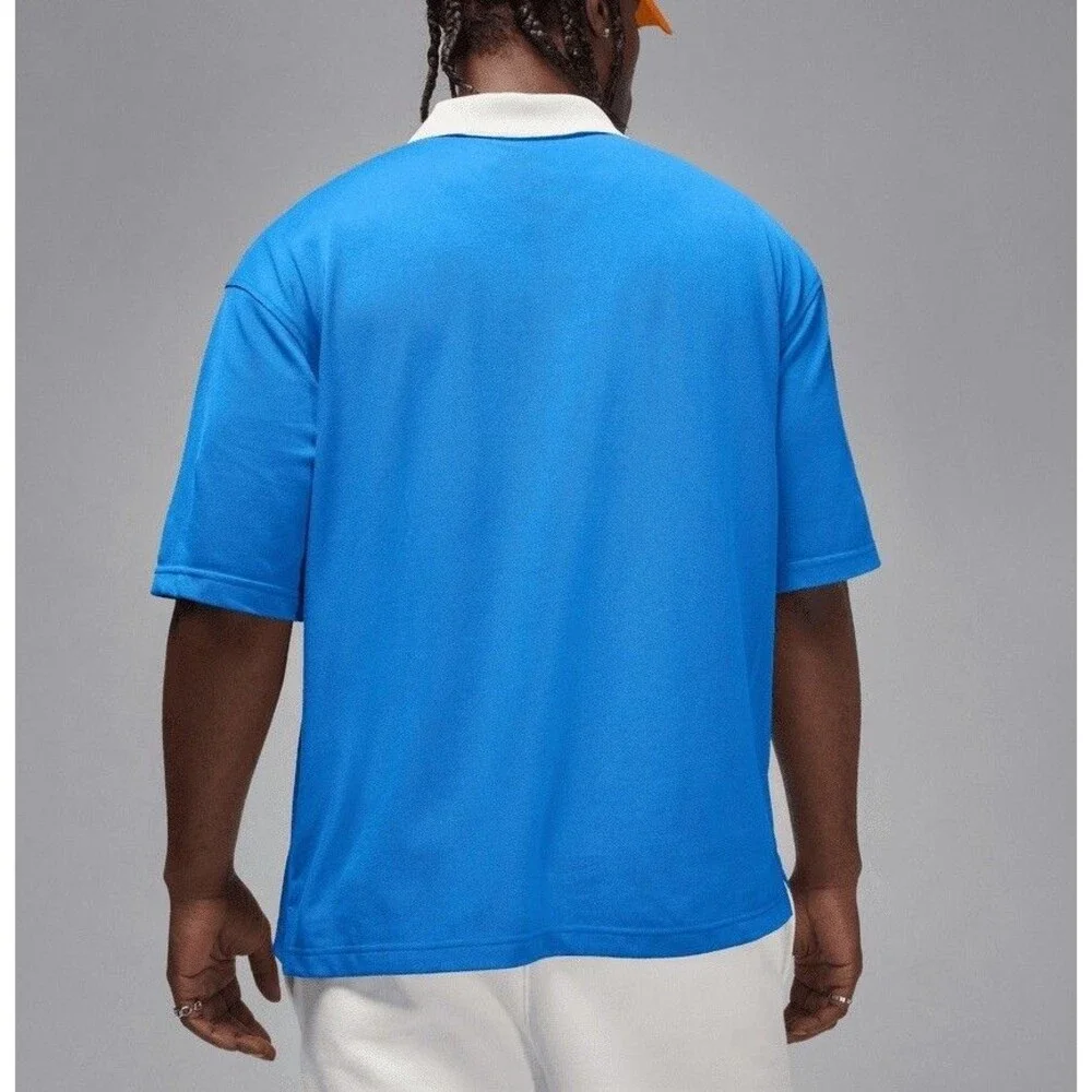 NWT Jordan Men's Brooklyn Polo Shirt Blue White IB1041-459 Size Large